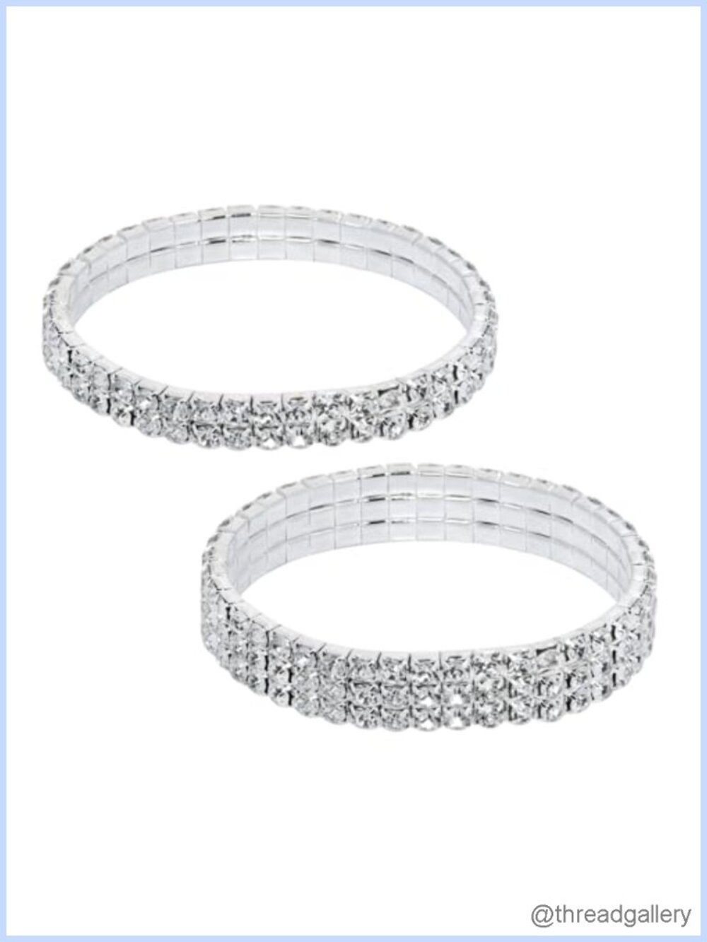 2Pc Stretch Crystal Tennis Bracelets Stackable Rhinestone Jewelry Women Bridal
